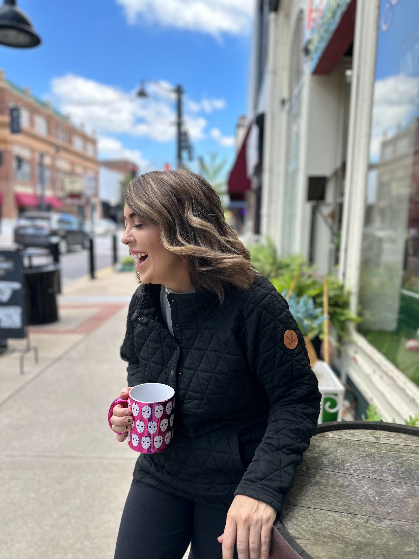 Georgia Geometric Button Snap pullover