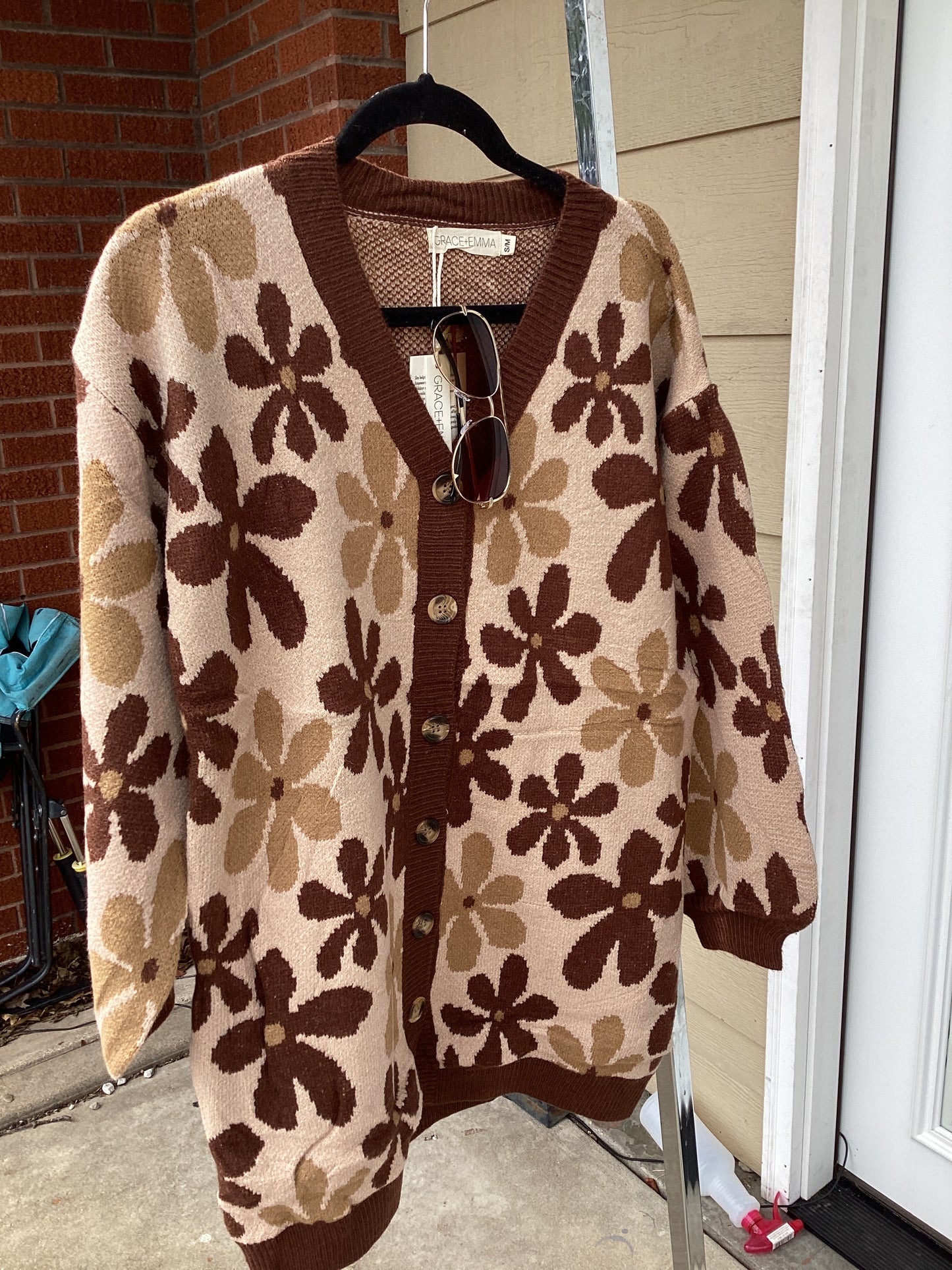 Chocolate Floral Cardigan