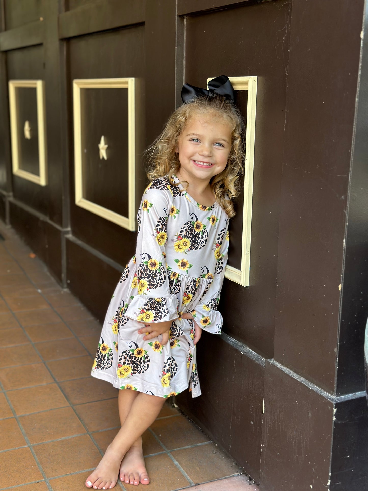 ‘Mia’ Leopard Pumpkin and Sunflower Dress