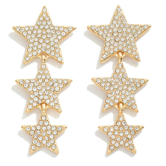 3 Star crystal Earrings