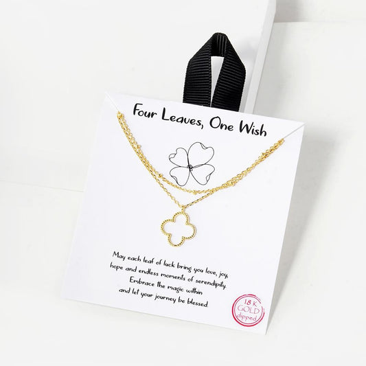 Four leaves one wish necklace