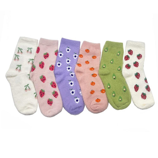 Printed fruit cozy socks
