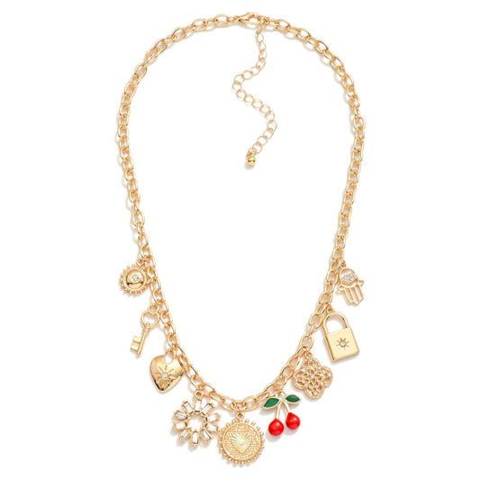 Summer cherry charm necklace