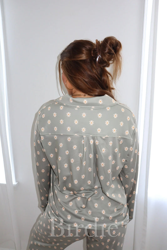 Green floral PJ set