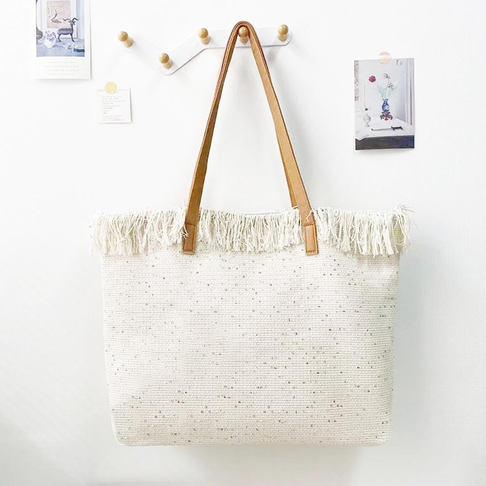 Fringe and sequin tote