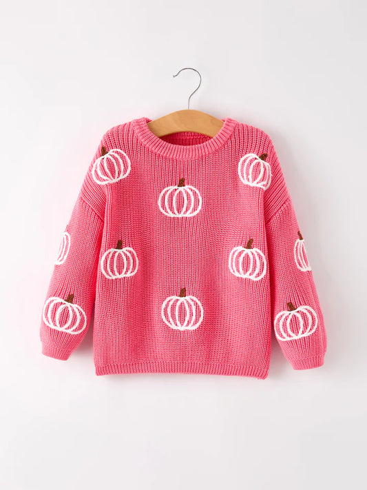 Pink & White Pumpkin Sweater
