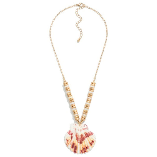 Beaded cowrie shell necklace