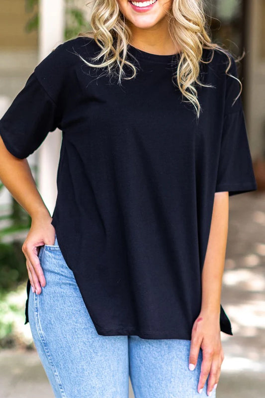 Black oversized tee with slits