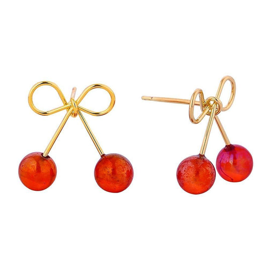 Cherry bow earrings