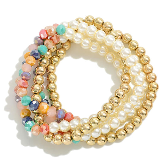 Multi gem and gold bracelet