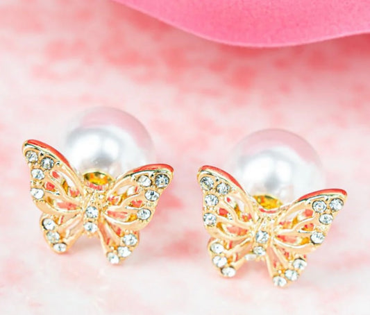 Heart and butterfly earrings