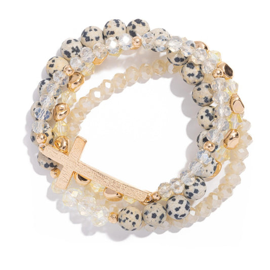 Cross Gold beaded bracelet