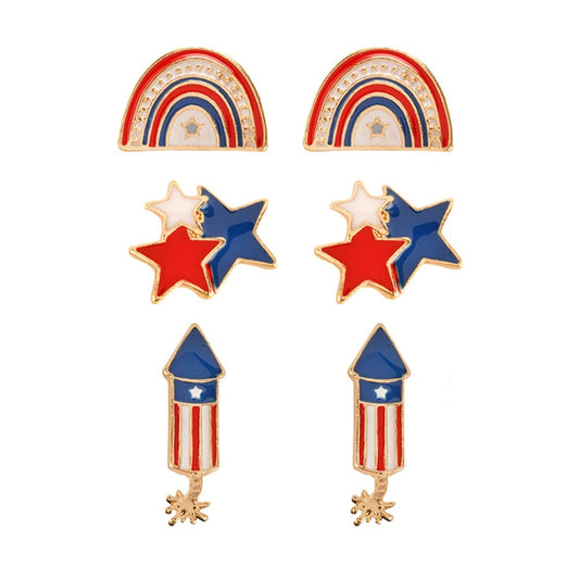 Rainbows and fireworks trio earrings