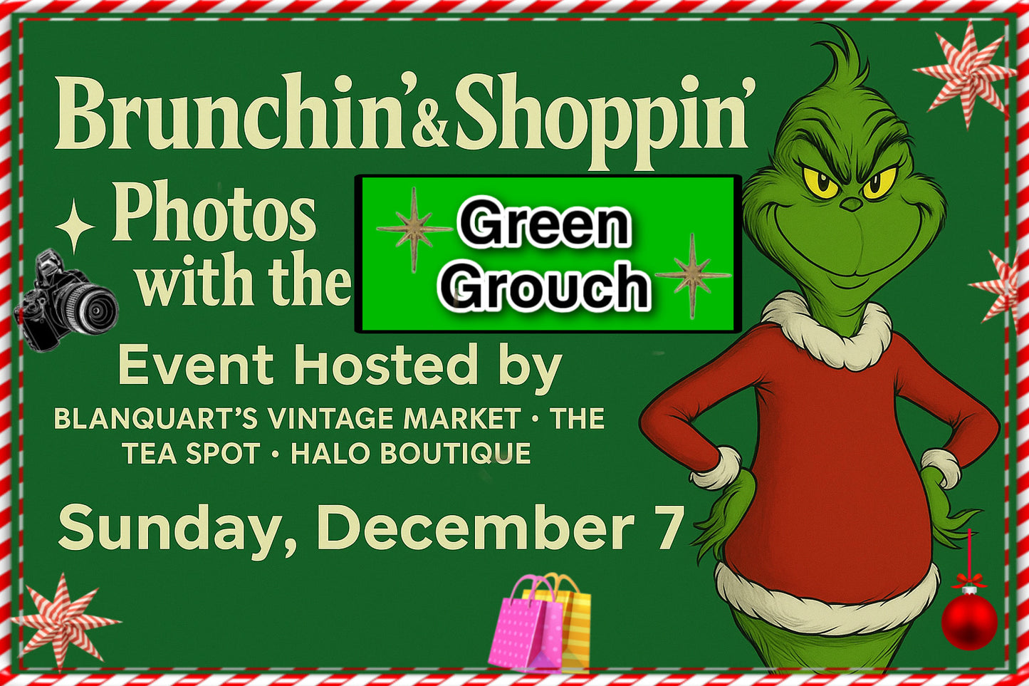 Brunchin and shopping  with the big ole green guy at The Tea Spot