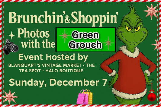 Brunchin and shopping  with the big ole green guy at The Tea Spot