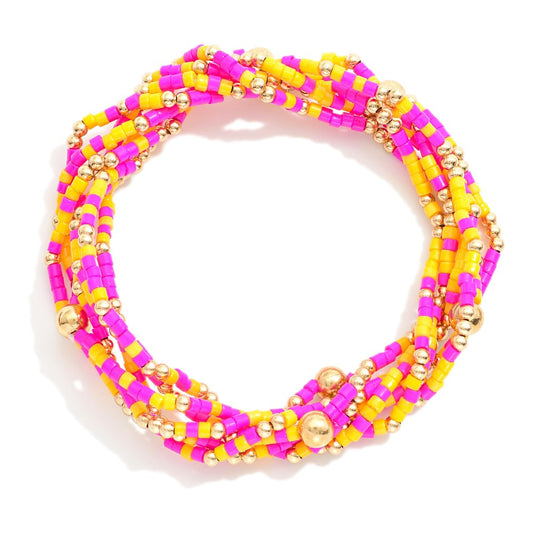 Sunset beaded bracelet stack