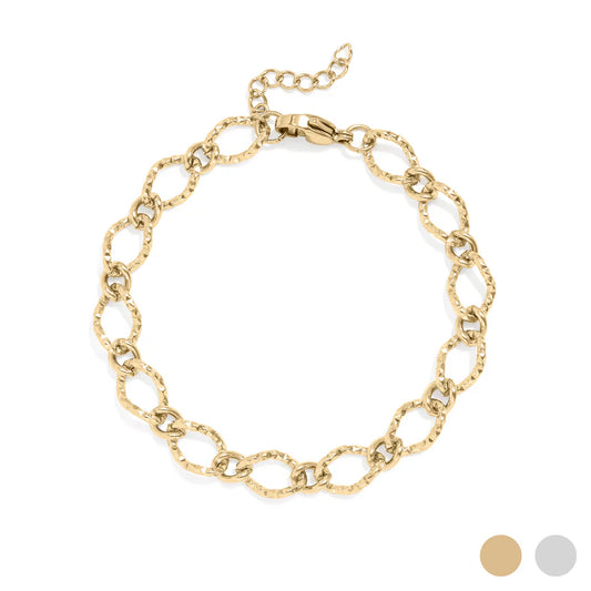Hammered oval chain bracelet