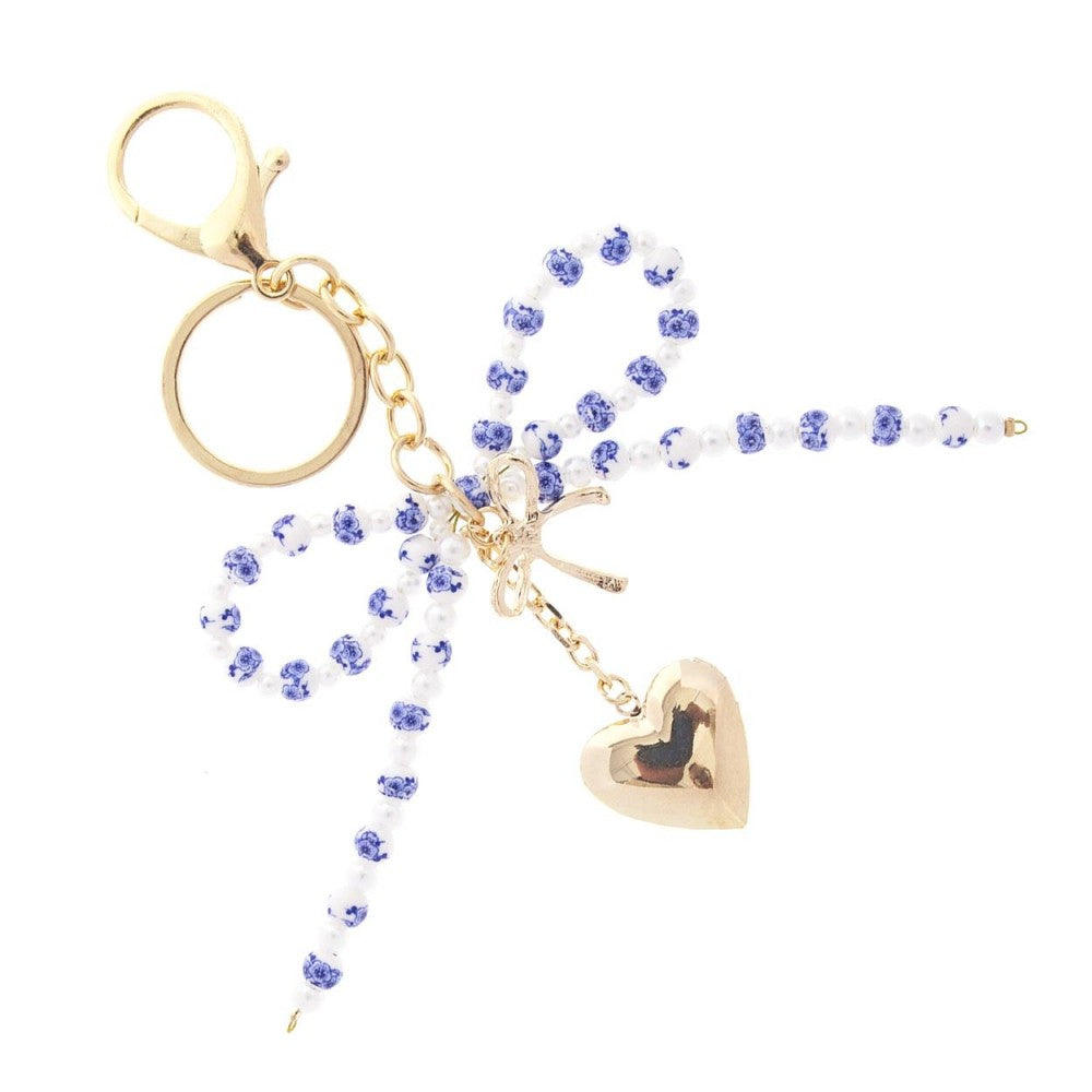 Floral heart key chain