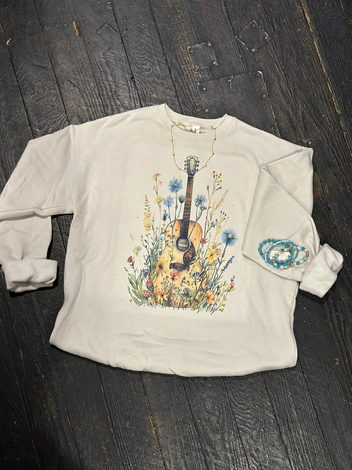 Floral guitar sweatshirt