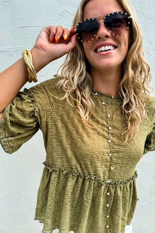 Olive Lace Top