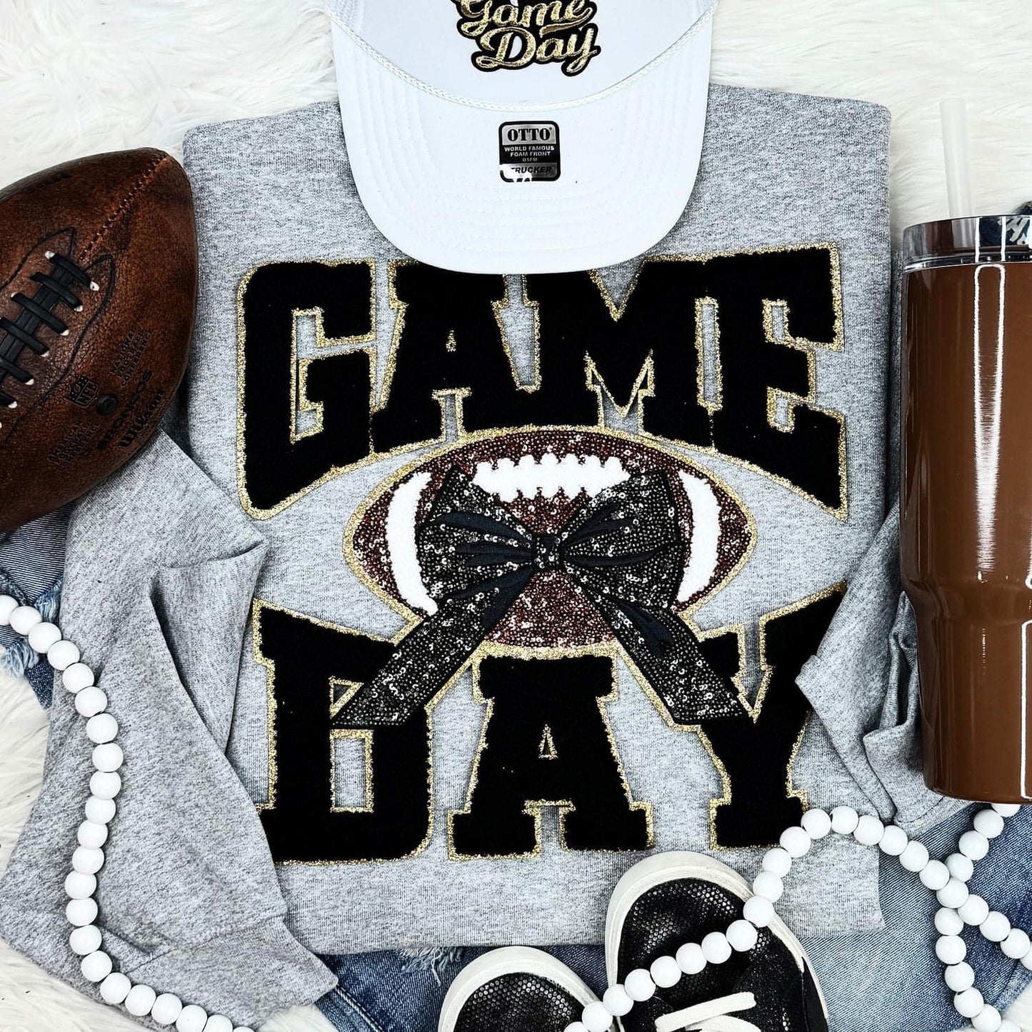 Game day football bow sweatshirt