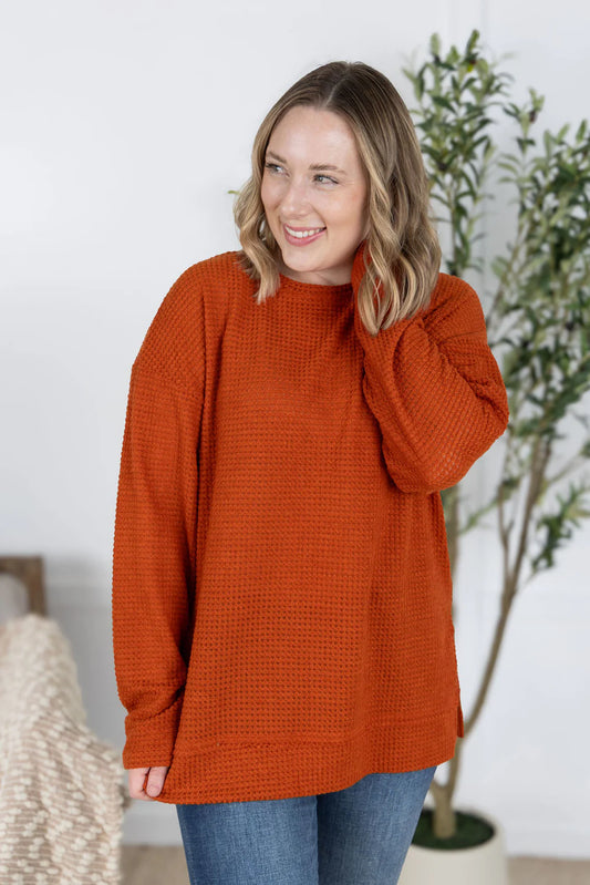 Pumpkin waffle knit top