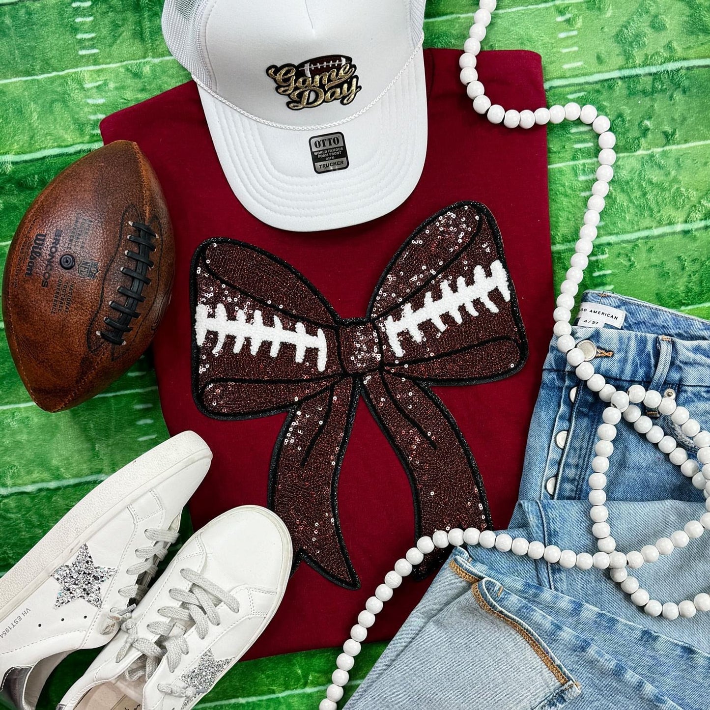 Football bow sweatshirt