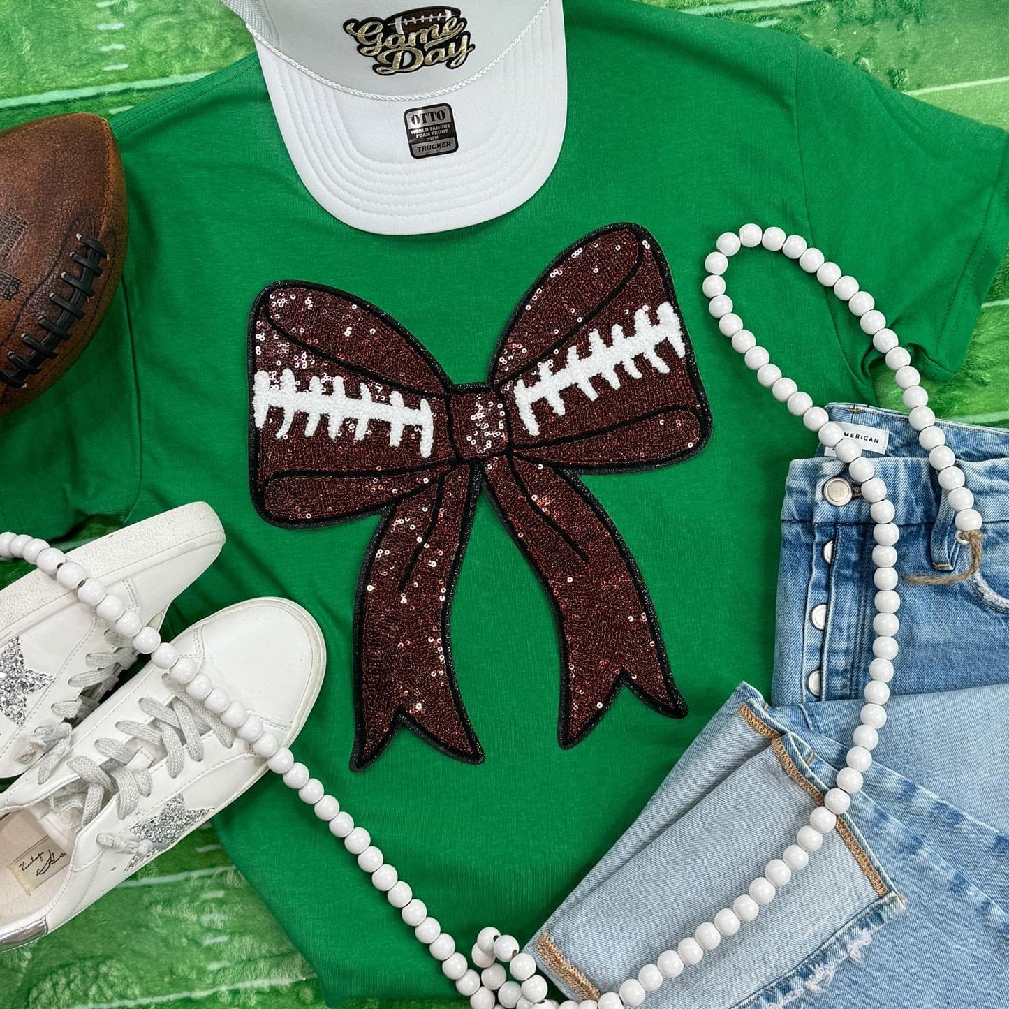 Football bow sweatshirt