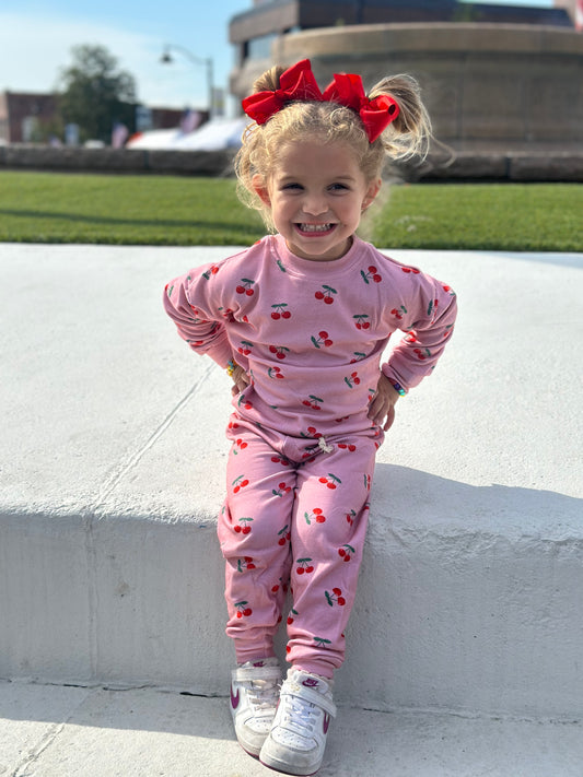 Kids  blush and cherry jogger set