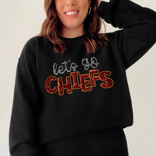 Let’s go chiefs sequin patch sweatshirt